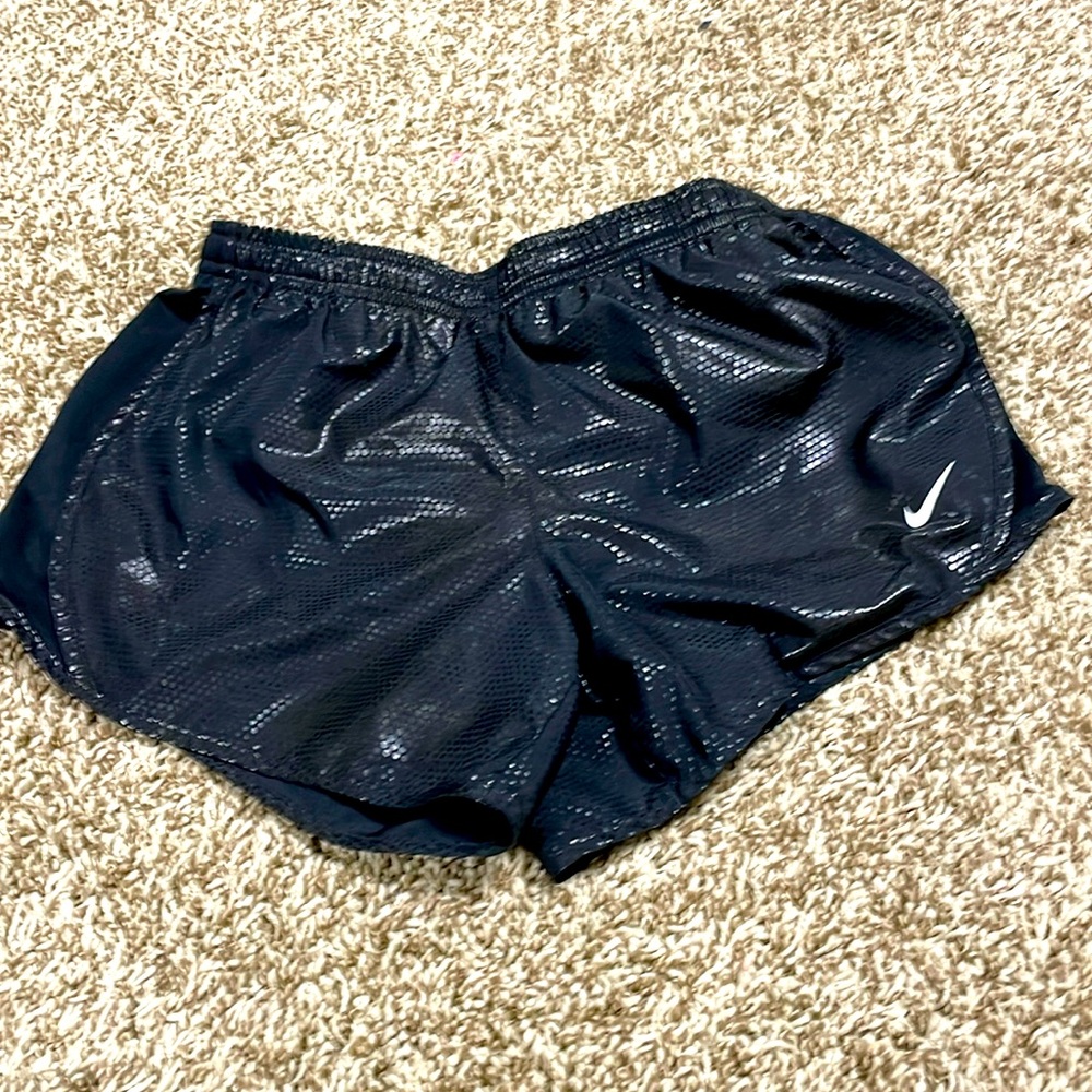 Black shiny shorts